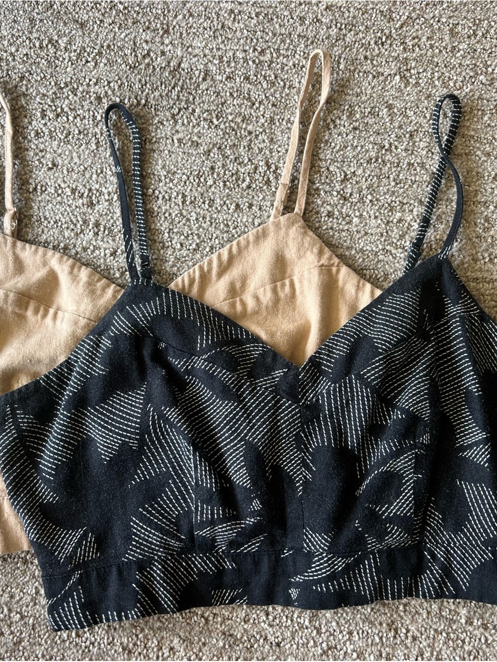 Universal Thread Black Patterned and Beige Cami Tops